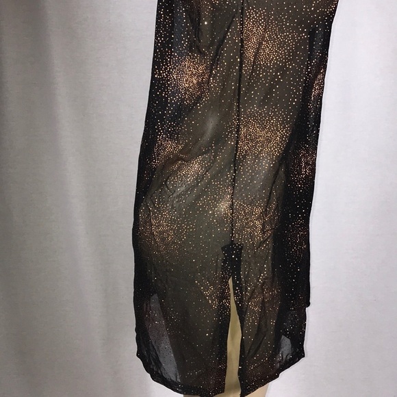 Zuliana bronze sequence shimmer mesh dress with slits Made in USA. New With Tags - Picture 3 of 4